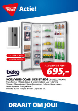 Beko KOEL/VRIES-COMBI SIDE-BY-SIDE GNO5322WDXPN